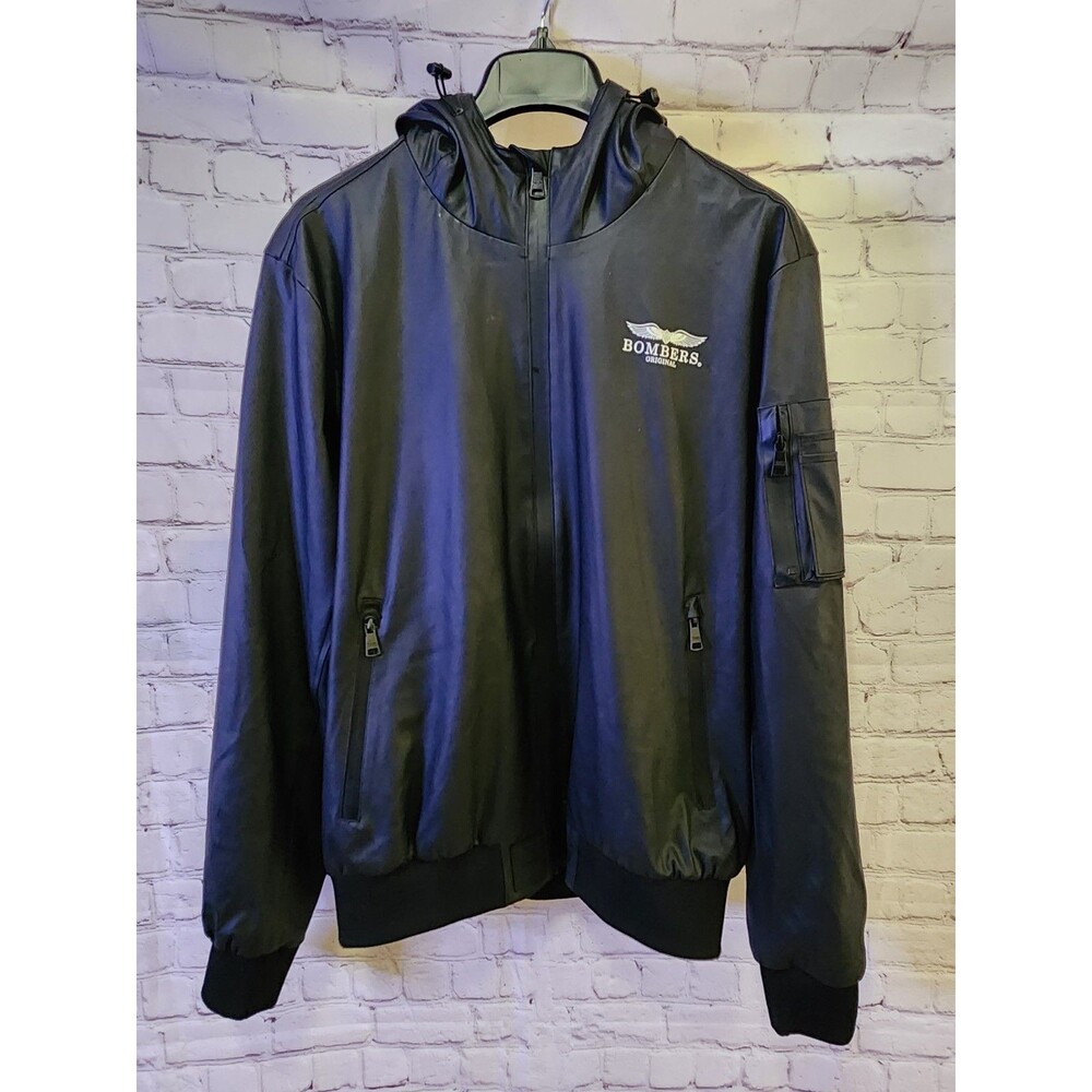 Bombers Original Zipped Hooded Salem Flight Jacket Mens Large Black